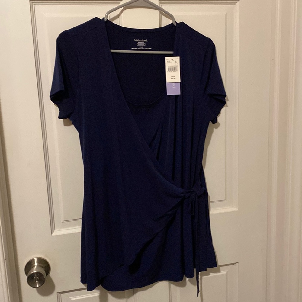Navy blue Motherhood nursing blouse